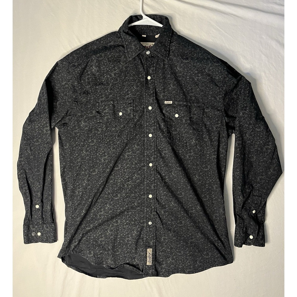 Rafter C Cowboy Collection Pearl Snap Shirt Men's Large Paisley Western Long Slv - Picture 1 of 9